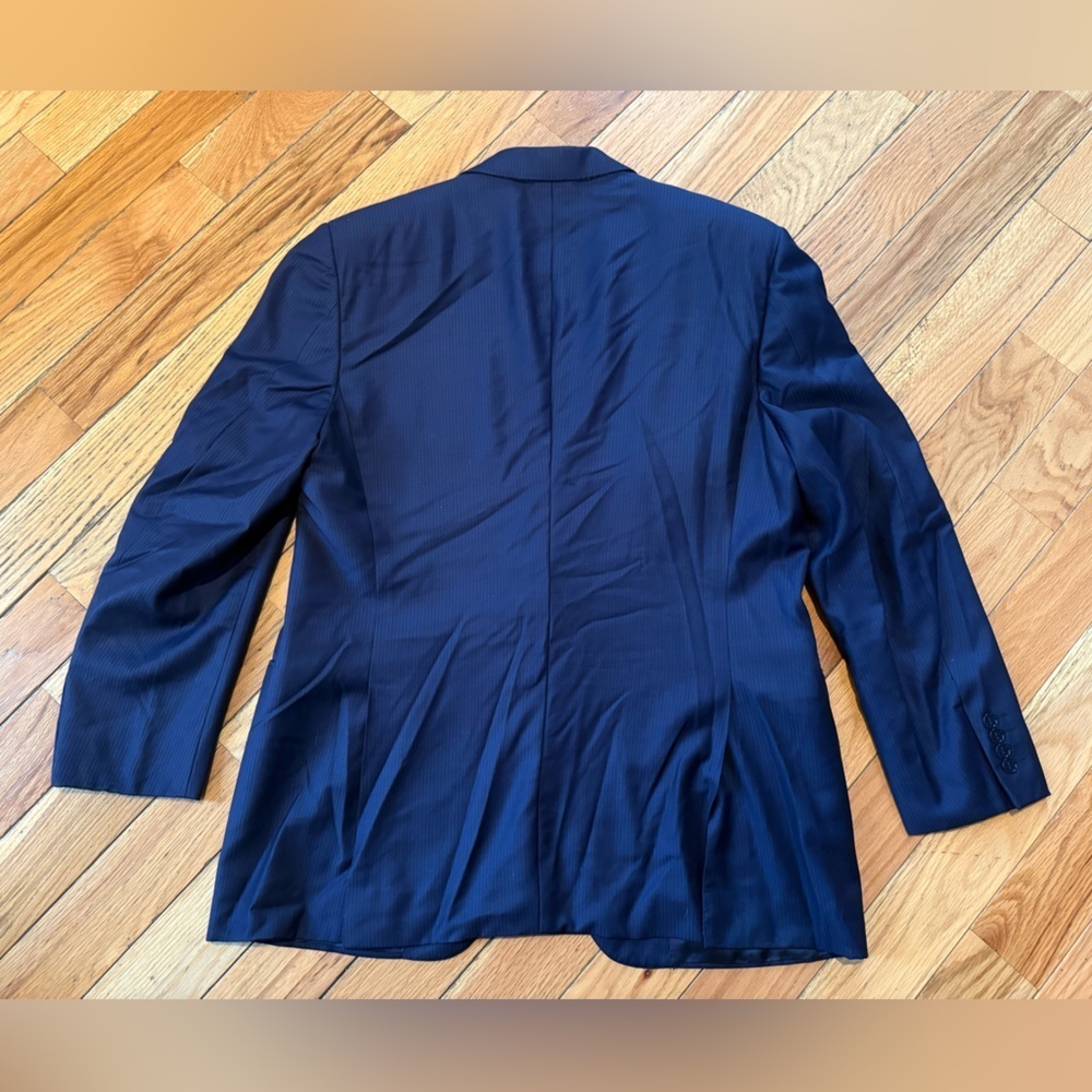 CANALI Travel + Water Resistant Navy Blue Striped Wool Sport Coat Men’s Size 46R - Picture 5 of 15